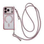 Rhinestone Clear Acrylic Electroplated Magnetic Phone Case with Right-Side Crossbody Lanyard, For iPhone 17 Pro Max, For iPhone 17 Pro, For iPhone 17, For iPhone Air, For iPhone 16 Pro Max, For iPhone 16 Pro, For iPhone 16 Plus, For iPhone 16          ...