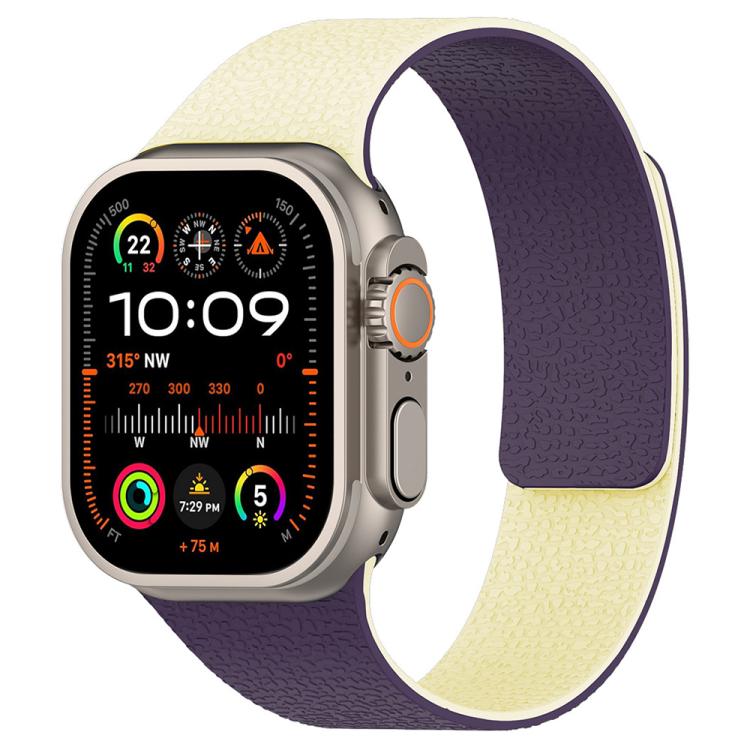 xDfind Color-blocking Litchi Texture Magnetic Silicone Watch Band, For Apple Watch 42 / 44 / 45 / 46 / 49mm, For Apple Watch 38 / 40 / 41 / S11 42mm