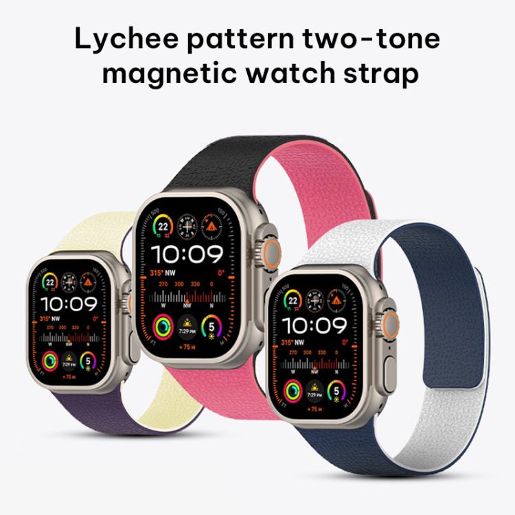 xDfind Color-blocking Litchi Texture Magnetic Silicone Watch Band, For Apple Watch 42 / 44 / 45 / 46 / 49mm, For Apple Watch 38 / 40 / 41 / S11 42mm