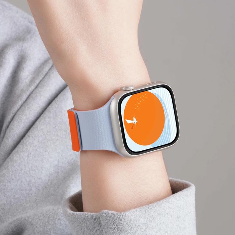 xDfind Color-blocking Litchi Texture Magnetic Silicone Watch Band, For Apple Watch 42 / 44 / 45 / 46 / 49mm, For Apple Watch 38 / 40 / 41 / S11 42mm