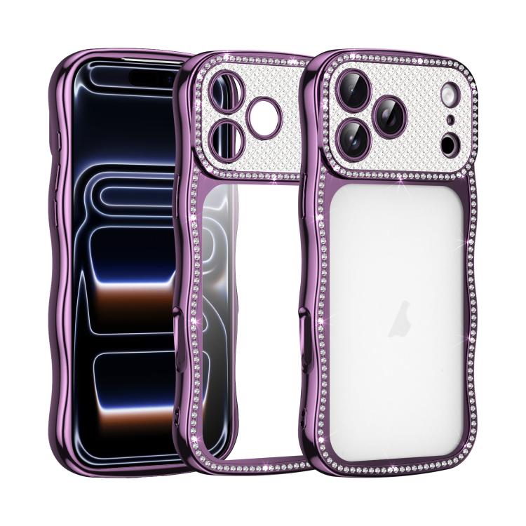 Wave Twisting Star Diamond Shockproof Electroplate TPU Phone Case, For iPhone 17 Pro Max, For iPhone 17 Pro, For iPhone 17, For iPhone 16 Pro Max, For iPhone 16 Pro, For iPhone 16