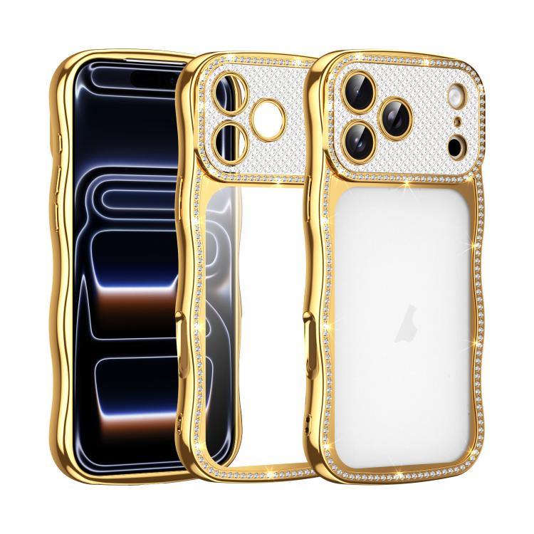 Wave Twisting Star Diamond Shockproof Electroplate TPU Phone Case, For iPhone 17 Pro Max, For iPhone 17 Pro, For iPhone 17, For iPhone 16 Pro Max, For iPhone 16 Pro, For iPhone 16