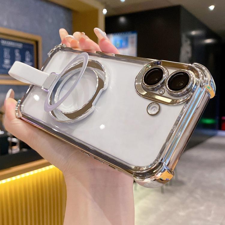 Crystal Shield Ring Holde TPU + Acrylic Magnetic Phone Case, For iPhone 17 Pro Max, For iPhone 17 Pro, For iPhone 17, For iPhone Air, For iPhone 16 Pro Max, For iPhone 16 Pro