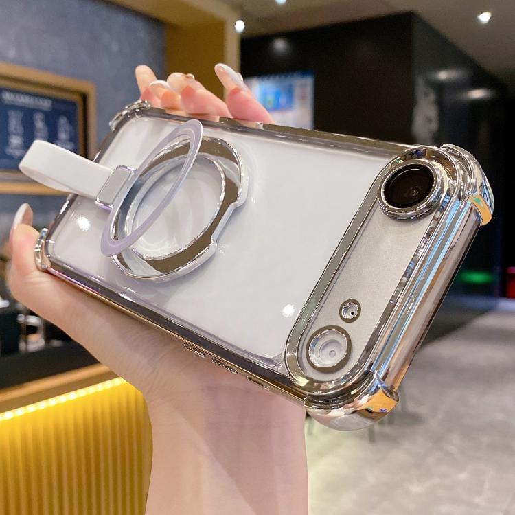 Crystal Shield Ring Holde TPU + Acrylic Magnetic Phone Case, For iPhone 17 Pro Max, For iPhone 17 Pro, For iPhone 17, For iPhone Air, For iPhone 16 Pro Max, For iPhone 16 Pro
