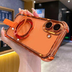 Crystal Shield Ring Holde TPU + Acrylic Magnetic Phone Case, For iPhone 16 Plus, For iPhone 16, For iPhone 15 Pro Max, For iPhone 15 Pro, For iPhone 15 Plus, For iPhone 15