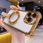 Crystal Shield Ring Holde TPU + Acrylic Magnetic Phone Case, For iPhone 16 Plus, For iPhone 16, For iPhone 15 Pro Max, For iPhone 15 Pro, For iPhone 15 Plus, For iPhone 15