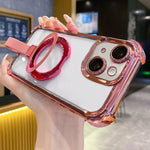 Crystal Shield Ring Holde TPU + Acrylic Magnetic Phone Case, For iPhone 16 Plus, For iPhone 16, For iPhone 15 Pro Max, For iPhone 15 Pro, For iPhone 15 Plus, For iPhone 15