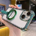 Crystal Shield Ring Holde TPU + Acrylic Magnetic Phone Case, For iPhone 16 Plus, For iPhone 16, For iPhone 15 Pro Max, For iPhone 15 Pro, For iPhone 15 Plus, For iPhone 15