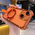 Crystal Shield Ring Holde TPU + Acrylic Magnetic Phone Case, For iPhone 16 Plus, For iPhone 16, For iPhone 15 Pro Max, For iPhone 15 Pro, For iPhone 15 Plus, For iPhone 15