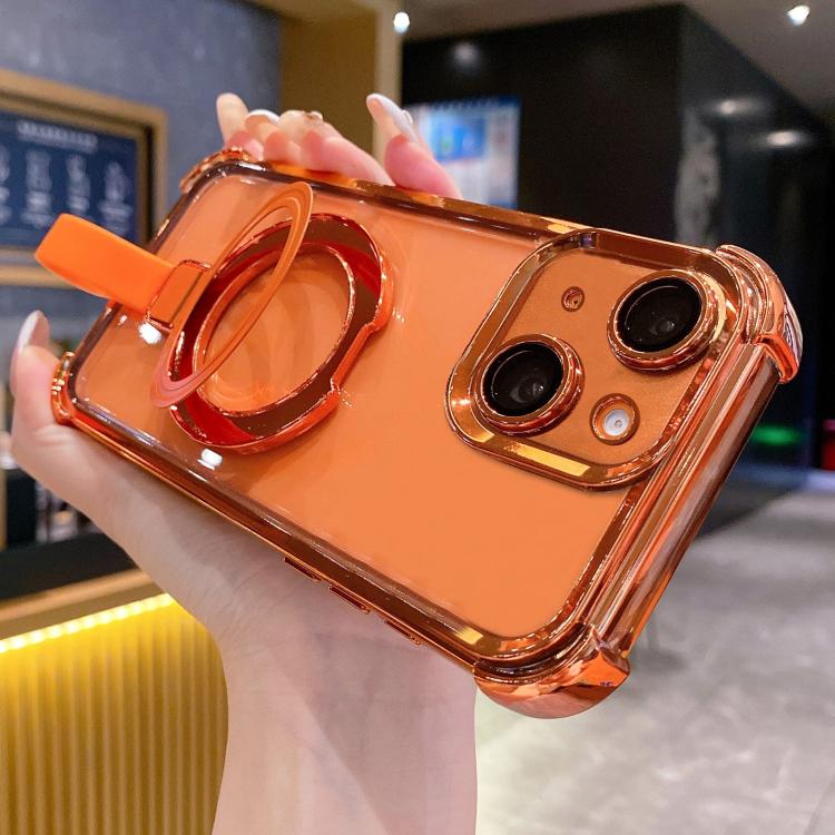 Crystal Shield Ring Holde TPU + Acrylic Magnetic Phone Case, For iPhone 13
