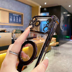 Crystal Shield Ring Holde TPU + Acrylic Magnetic Phone Case, For iPhone 13