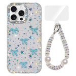 Sparkling IMD Colorful Bow Phone Case with Bracelet, For iPhone 13 Pro, For iPhone 13