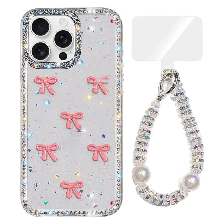 Sparkling IMD Colorful Bow Phone Case with Bracelet, For iPhone 13 Pro, For iPhone 13
