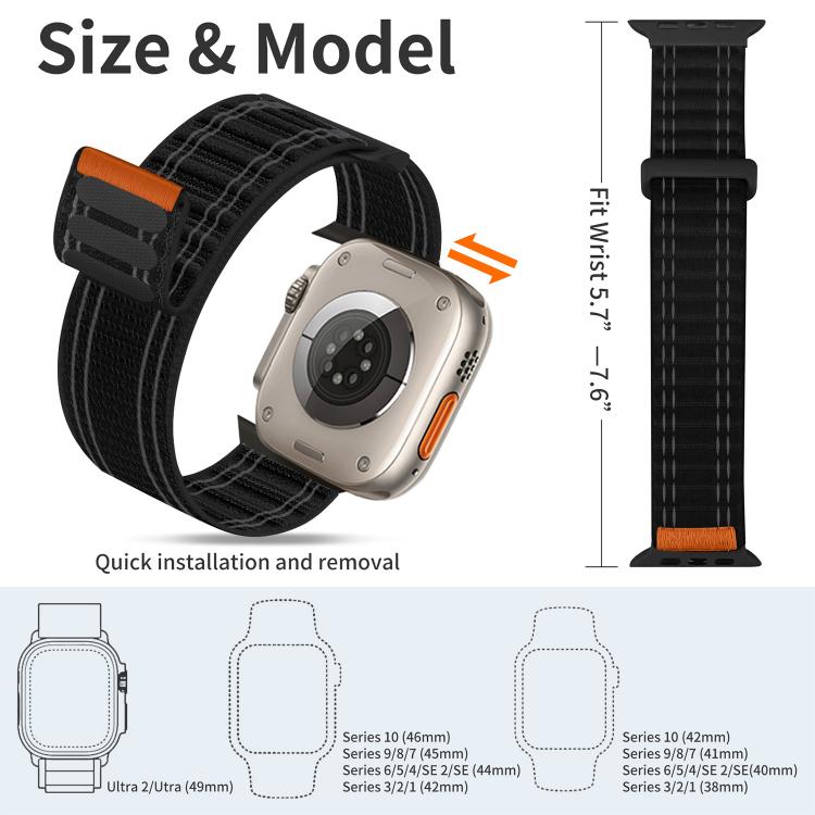 xDfind Nylon Loop Woven Hook and Loop Fastener Watch Band, For Apple Watch 42 / 44 / 45 / 46 / 49mm, For Apple Watch 38 / 40 / 41 / S11 42mm
