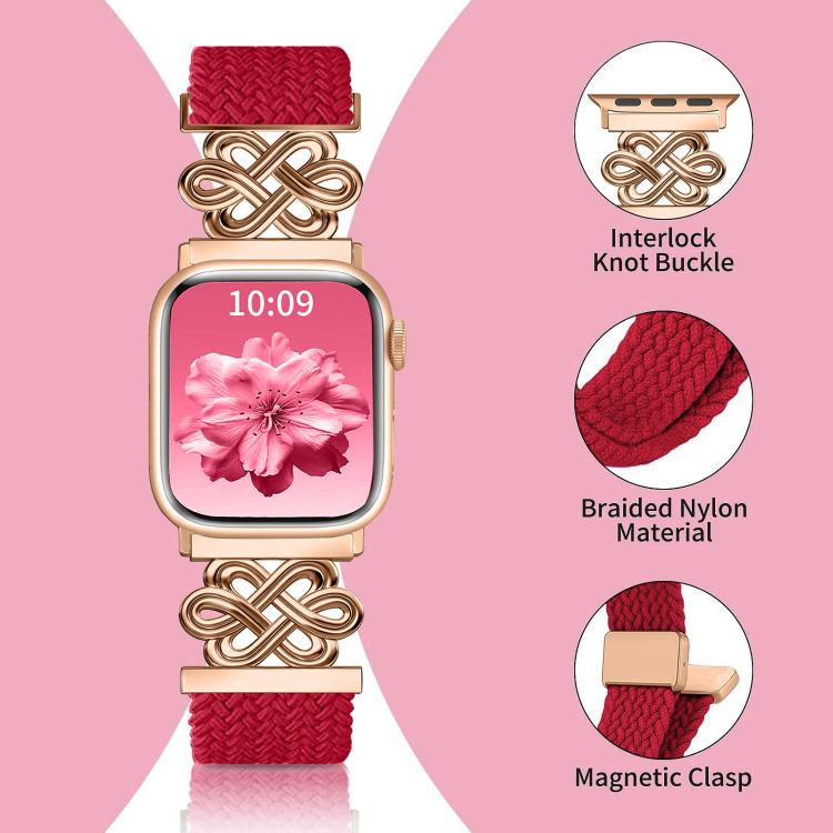 xDfind Chinese Knot Nylon Rainbow Braided Magnetic Buckle Watch Band, For Apple Watch 42 / 44 / 45 / 46 / 49mm, For Apple Watch 38 / 40 / 41 / S11 42mm