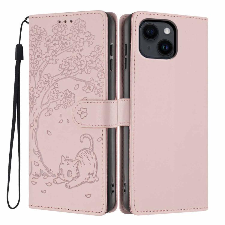 Tree Cat Embossed Flip Vegan Leather Phone Case, For iPhone 15, For iPhone 14 Plus, For iPhone 14, For iPhone 14 Pro, For iPhone 14 Pro Max, For iPhone 13 Pro Max