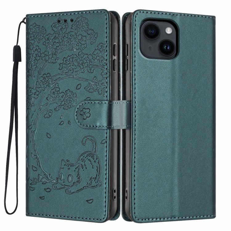 Tree Cat Embossed Flip Vegan Leather Phone Case, For iPhone 15, For iPhone 14 Plus, For iPhone 14, For iPhone 14 Pro, For iPhone 14 Pro Max, For iPhone 13 Pro Max