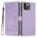 Tree Cat Embossed Flip Vegan Leather Phone Case, For iPhone 11 Pro