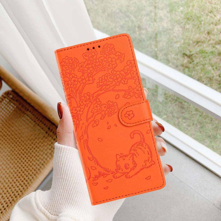 Tree Cat Embossed Flip Vegan Leather Phone Case, For iPhone 18 Pro, For iPhone 18 Pro Max, For iPhone 17e / 16e, For iPhone 17 Pro Max, For iPhone 17 Pro, For iPhone 17