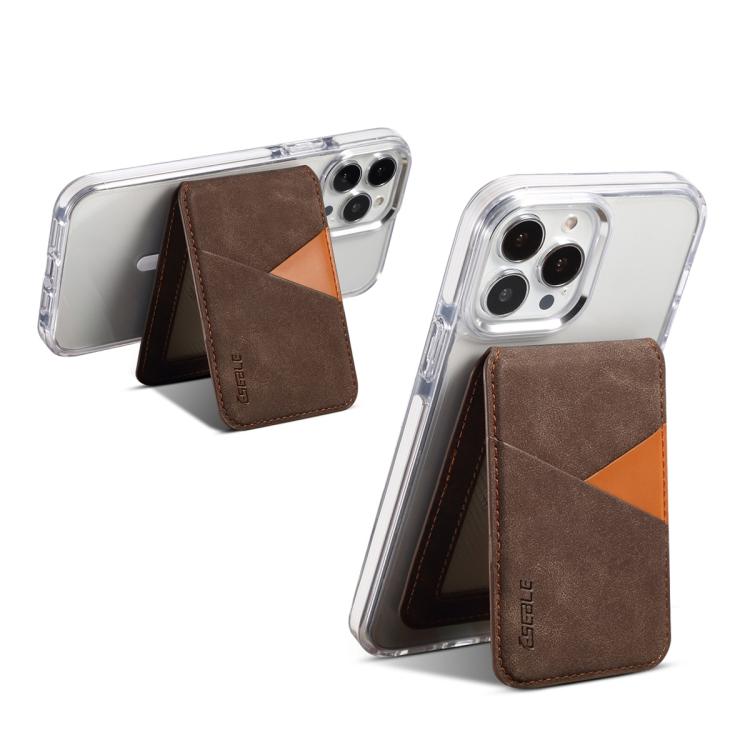 ESEBLE S1 Retro Vegan Leather Texture Magnetic RFID Mobile Phone Card Slots Holder