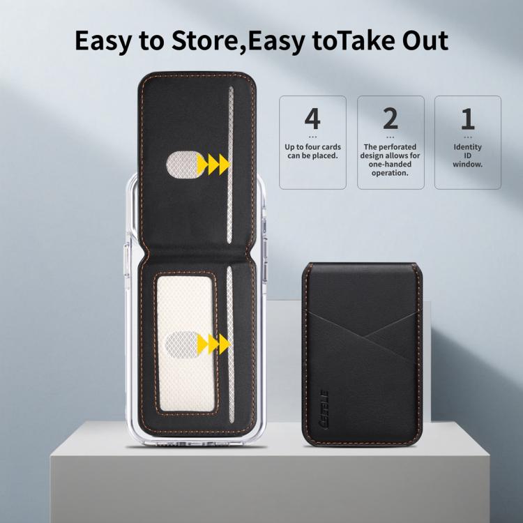 ESEBLE S2 Faux Leather Texture Magnetic RFID Mobile Phone Card Slots Holder