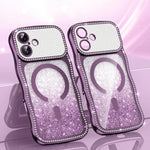 Wavy Frame Star Diamond Electroplate TPU Glitter Magnetic Phone Case, For iPhone 17 Pro Max, For iPhone 17 Pro, For iPhone 17, For iPhone 16 Pro Max, For iPhone 16 Pro, For iPhone 16