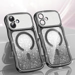 Wavy Frame Star Diamond Electroplate TPU Glitter Magnetic Phone Case, For iPhone 17 Pro Max, For iPhone 17 Pro, For iPhone 17, For iPhone 16 Pro Max, For iPhone 16 Pro, For iPhone 16