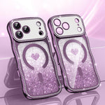 Wavy Frame Star Diamond Electroplate TPU Glitter Heart Magnetic Phone Case, For iPhone 17 Pro Max, For iPhone 17 Pro, For iPhone 17, For iPhone 16 Pro Max, For iPhone 16 Pro, For iPhone 16