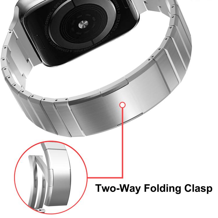 One Bead Folding Clasp Metal Titanium Alloy Watch Band, For Apple Watch 46mm / 49mm / 45mm / 44mm, For Apple Watch 42mm / 41mm / 40mm / 38mm