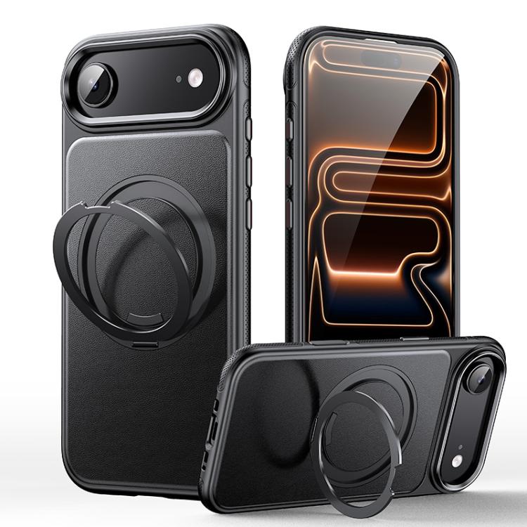 Leather Texture 360 Degrees Rotating Magnetic Holder Phone Case, For iPhone 17 Pro Max, For iPhone 17 Pro, For iPhone 17, For iPhone Air, For iPhone 16 Pro Max, For iPhone 16 Pro, For iPhone 16 Plus, For iPhone 16
