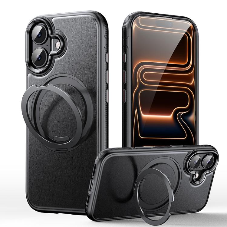 Leather Texture 360 Degrees Rotating Magnetic Holder Phone Case, For iPhone 17 Pro Max, For iPhone 17 Pro, For iPhone 17, For iPhone Air, For iPhone 16 Pro Max, For iPhone 16 Pro, For iPhone 16 Plus, For iPhone 16