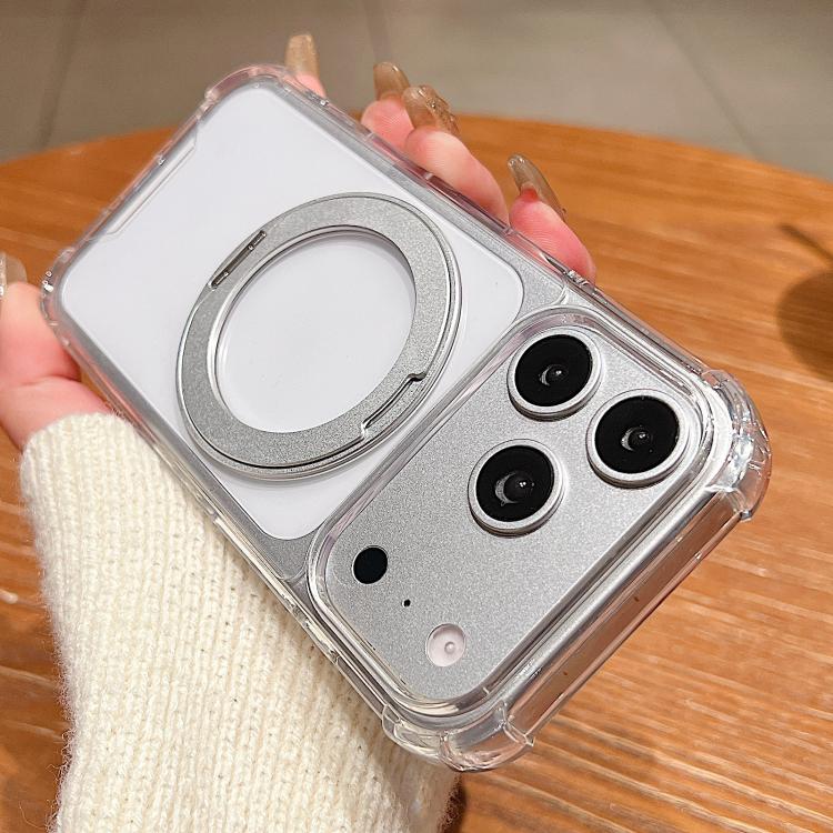 Four Corner Shockproof Space Magnetic Phone Case with 360 Degrees Rotating Holder, For iPhone 18 Pro, For iPhone 18 Pro Max, For iPhone 17 Pro Max, For iPhone 17 Pro, For iPhone 17, For iPhone Air, For iPhone 16 Pro Max, For iPhone 16 Pro              ...