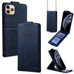 Vertical Flip Cover Solid Color Vegan Leather Phone Case with Crossbody Chain, For iPhone 11 Pro Max, For iPhone 11, For iPhone 11 Pro