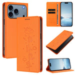 Cute Cats Embossed Magnetic RFID Vegan Leather Phone Case, For iPhone 17e / 16e, For iPhone 17 Pro Max, For iPhone 17 Pro, For iPhone 17