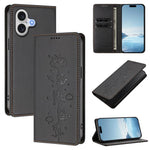 Cute Cats Embossed Magnetic RFID Vegan Leather Phone Case, For iPhone 17e / 16e, For iPhone 17 Pro Max, For iPhone 17 Pro, For iPhone 17