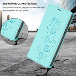 Cute Cats Embossed Magnetic RFID Vegan Leather Phone Case, For iPhone 15, For iPhone 14 Plus, For iPhone 14 / 13, For iPhone 14 Pro