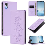 Cute Cats Embossed Magnetic RFID Vegan Leather Phone Case, For iPhone X / XS, For iPhone XR, For iPhone XS Max, For iPhone 8 Plus / 7 Plus