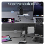 JOYROOM JR-TG10 65W GaN Dual Type-C, USB 3-Port Charger with Type-C to 8 Pin Cable, UK Plug