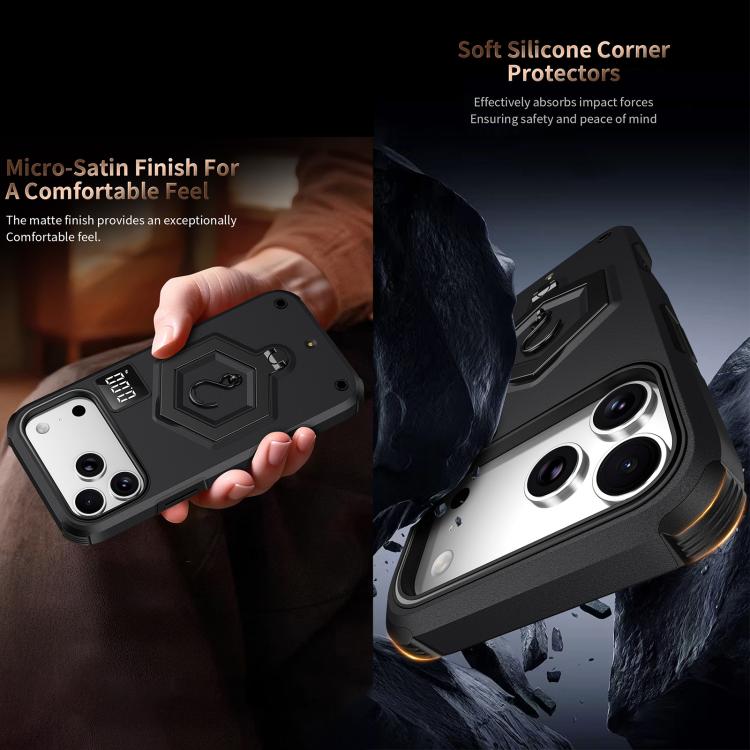 Hexagon Armor Magnetic Holder Weighing Scale Phone Case, For iPhone 17 Pro Max, For iPhone 17 Pro, For iPhone 17, For iPhone Air, For iPhone 16 Pro Max, For iPhone 16 Pro