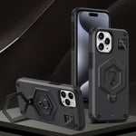 Hexagon Armor Magnetic Holder Weighing Scale Phone Case, For iPhone 12 / 12 Pro, For iPhone 11 Pro Max, For iPhone 11