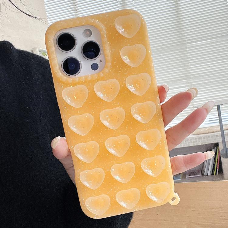 Love Heart Suction Cup Translucent Glitter Phone Case, For iPhone 14, For iPhone 14 Pro Max, For iPhone 13