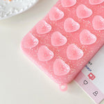 Love Heart Suction Cup Translucent Glitter Phone Case, For iPhone 14, For iPhone 14 Pro Max, For iPhone 13