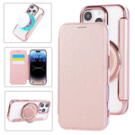 Ultra-thin Rotation Holder Magnetic Plating Vegan Leather Phone Case, For iPhone 16 Pro, For iPhone 16 Plus, For iPhone 16, For iPhone 15 Pro Max, For iPhone 15 Pro, For iPhone 15 Plus / 14 Plus