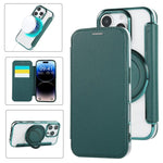 Ultra-thin Rotation Holder Magnetic Plating Vegan Leather Phone Case, For iPhone 16 Pro, For iPhone 16 Plus, For iPhone 16, For iPhone 15 Pro Max, For iPhone 15 Pro, For iPhone 15 Plus / 14 Plus
