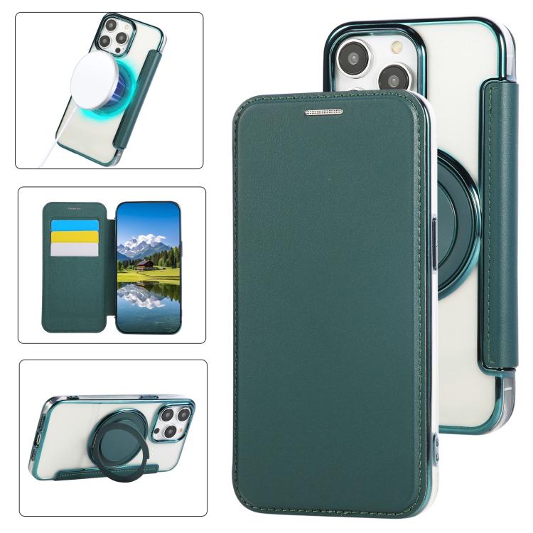 Ultra-thin Rotation Holder Magnetic Plating Vegan Leather Phone Case, For iPhone 16 Pro, For iPhone 16 Plus, For iPhone 16, For iPhone 15 Pro Max, For iPhone 15 Pro, For iPhone 15 Plus / 14 Plus