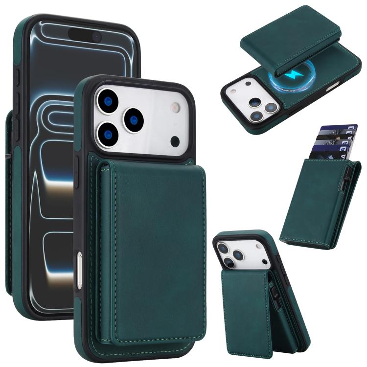 Retro Faux Leather Detachable Spring Loaded Card Bag Magnetic RFID Phone Case, For iPhone 17e / 16e, For iPhone 17 Pro Max, For iPhone 17 Pro, For iPhone 15 Plus, For iPhone 15, For iPhone 14 Plus, For iPhone 14 / 13, For iPhone 12 / 12 Pro