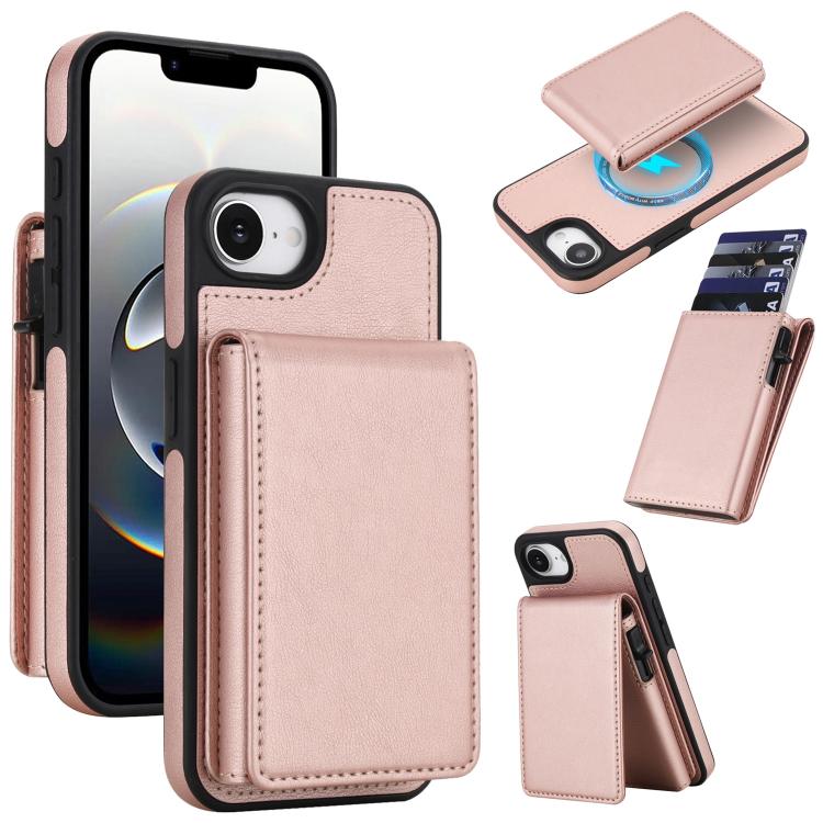 Retro Faux Leather Detachable Spring Loaded Card Bag Magnetic RFID Phone Case, For iPhone 17e / 16e, For iPhone 17 Pro Max, For iPhone 17 Pro, For iPhone 15 Plus, For iPhone 15, For iPhone 14 Plus, For iPhone 14 / 13, For iPhone 12 / 12 Pro