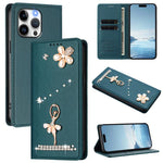 Ballet Girl Diamond Studded RFID Vegan Leather Phone Case, For iPhone 16 Pro, For iPhone 16 Plus, For iPhone 16, For iPhone 15 Pro Max, For iPhone 15 Pro, For iPhone 15 Plus