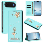 Ballet Girl Diamond Studded RFID Vegan Leather Phone Case, For iPhone 17e / 16e, For iPhone 17 Pro Max, For iPhone 17 Pro, For iPhone 17, For iPhone Air, For iPhone 16 Pro Max