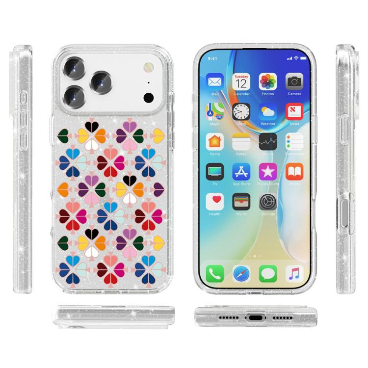 Glittering Crystal Red Heart Pattern Phone Case, For iPhone 18 Pro / 17 Pro, For iPhone 18 Pro Max / 17 Pro Max